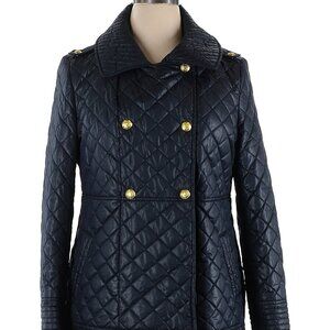 VIA SPIGA QUILTED BLUE GOLD COLOR BUTTON DOUBLE BREASTED PEACOAT STYLE COAT XL